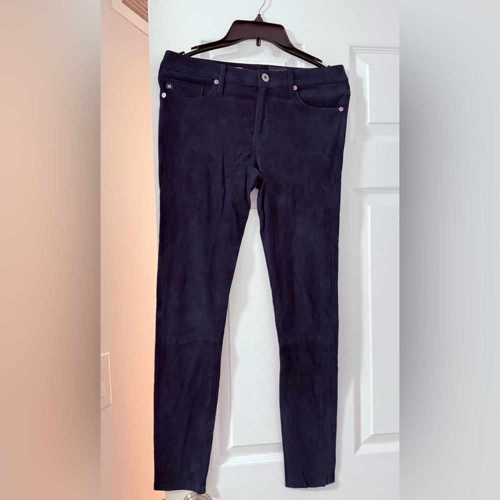 AG Blue Real Lamb Suede Ankle Pants